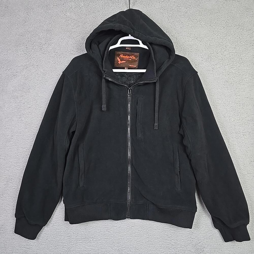 Hawke & Co. Outfitters Men’s Size XL Heavy Hooded Fleece Jacket Black on the lin